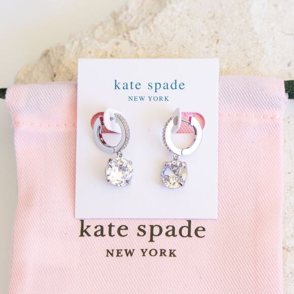 Kate Spade That Sparkle Pavé Mini Hoops Silver - Picture 2 of 6